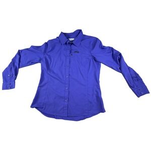 Columbia Sportswear Womens Button Up Shirt Size SP‎ Purple/Blue Long Sleeve